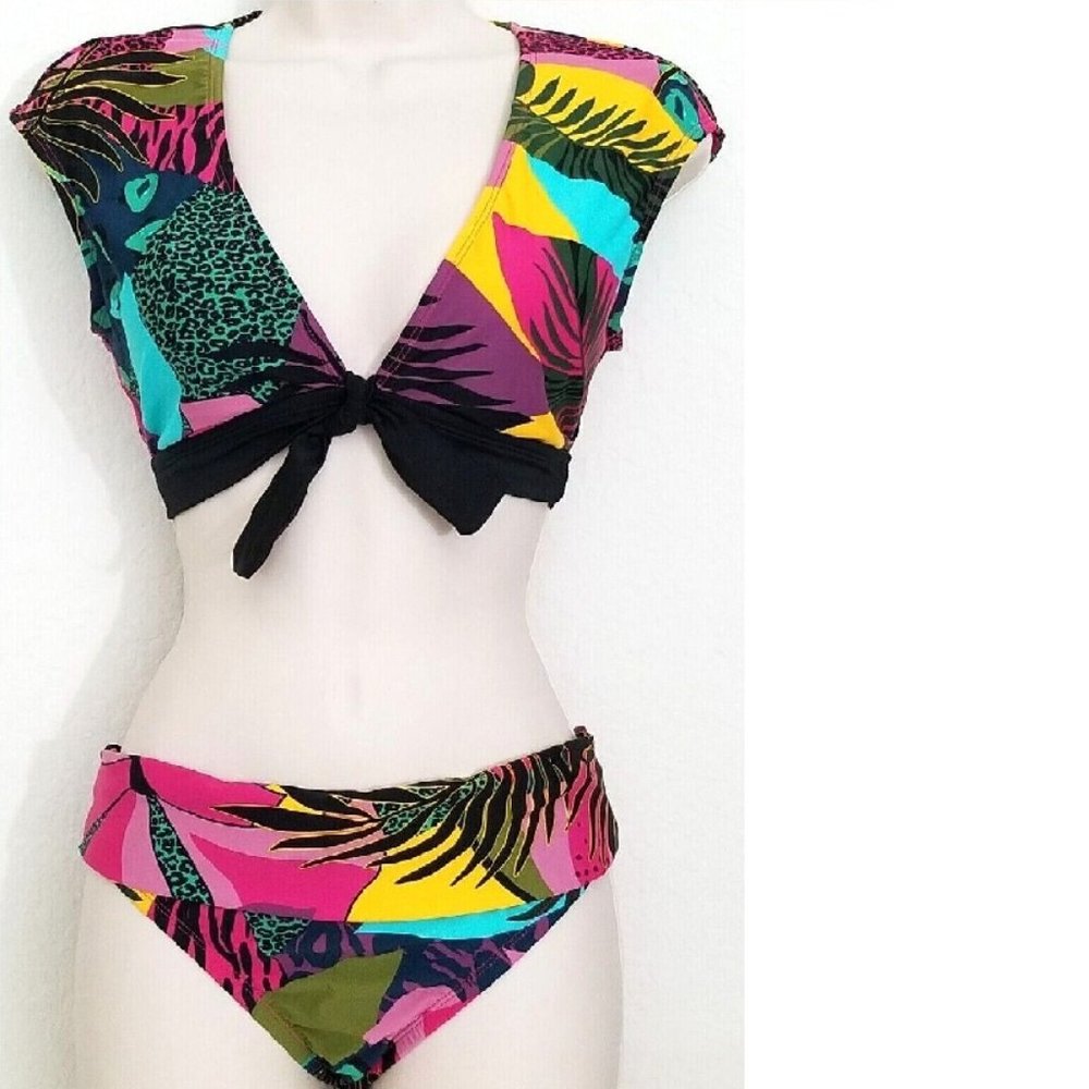 BLEU ROD BEATTIE CAP SLEEVE JUNGLE BOOK 2PC FRONT TIE SWIMSUIT SZ 8, 10,12,14